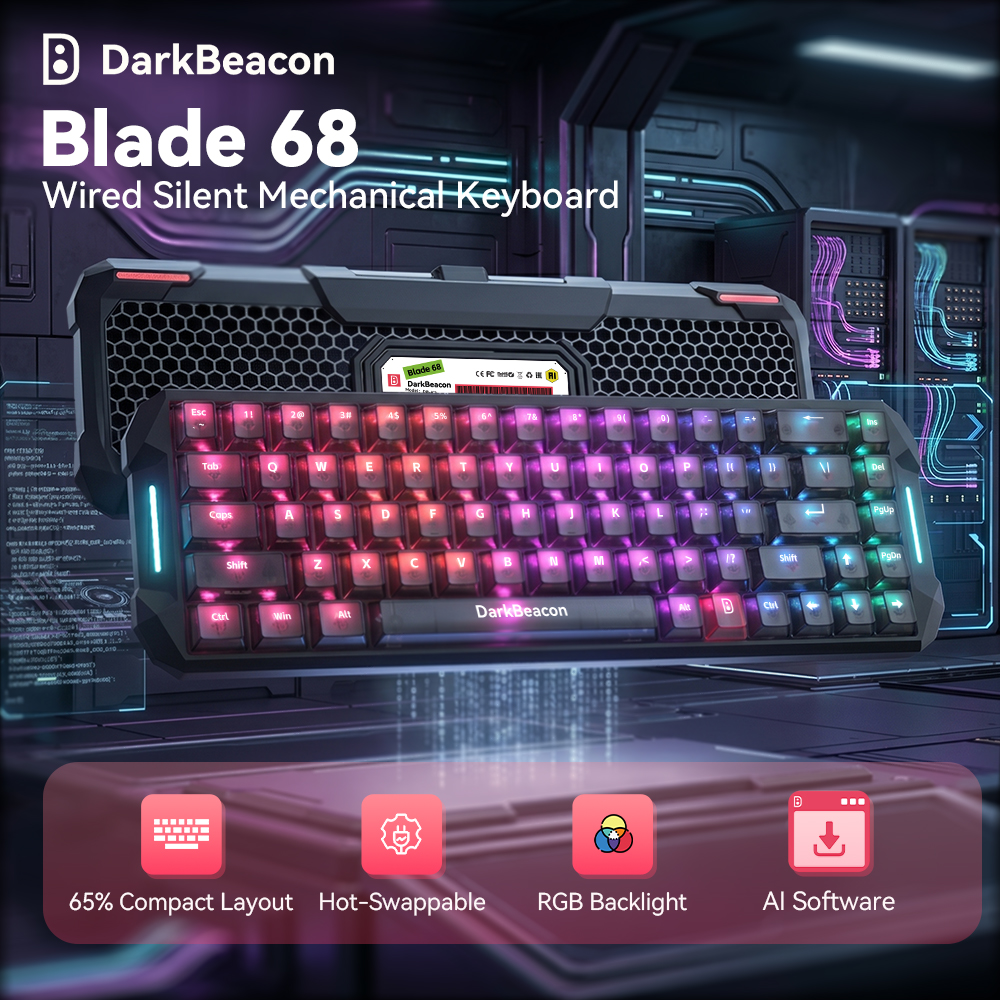 Pc Gaming Editing - DarkBeacon 65% Gaming Keyboard 68 Keys
