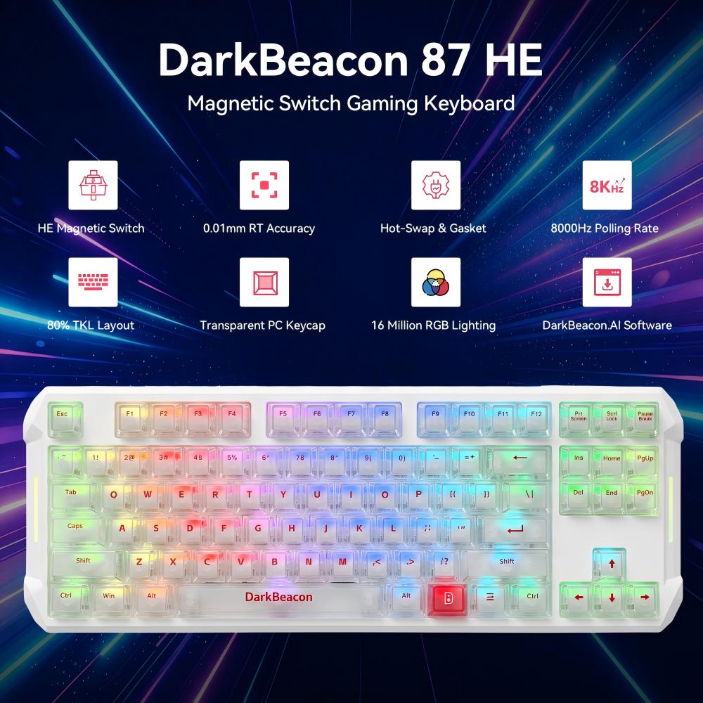 Pc Gaming Editing - DarkBeacon 80% Wired Gaming Keyboard 87