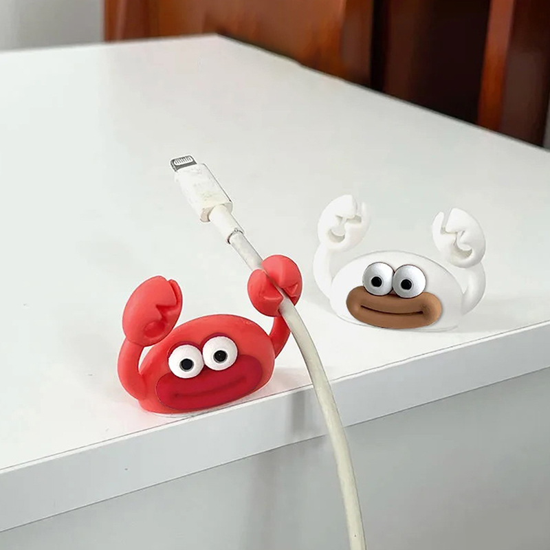Cable Management Sleeve - Cartoon Crab Cable Holder Desktop Winder