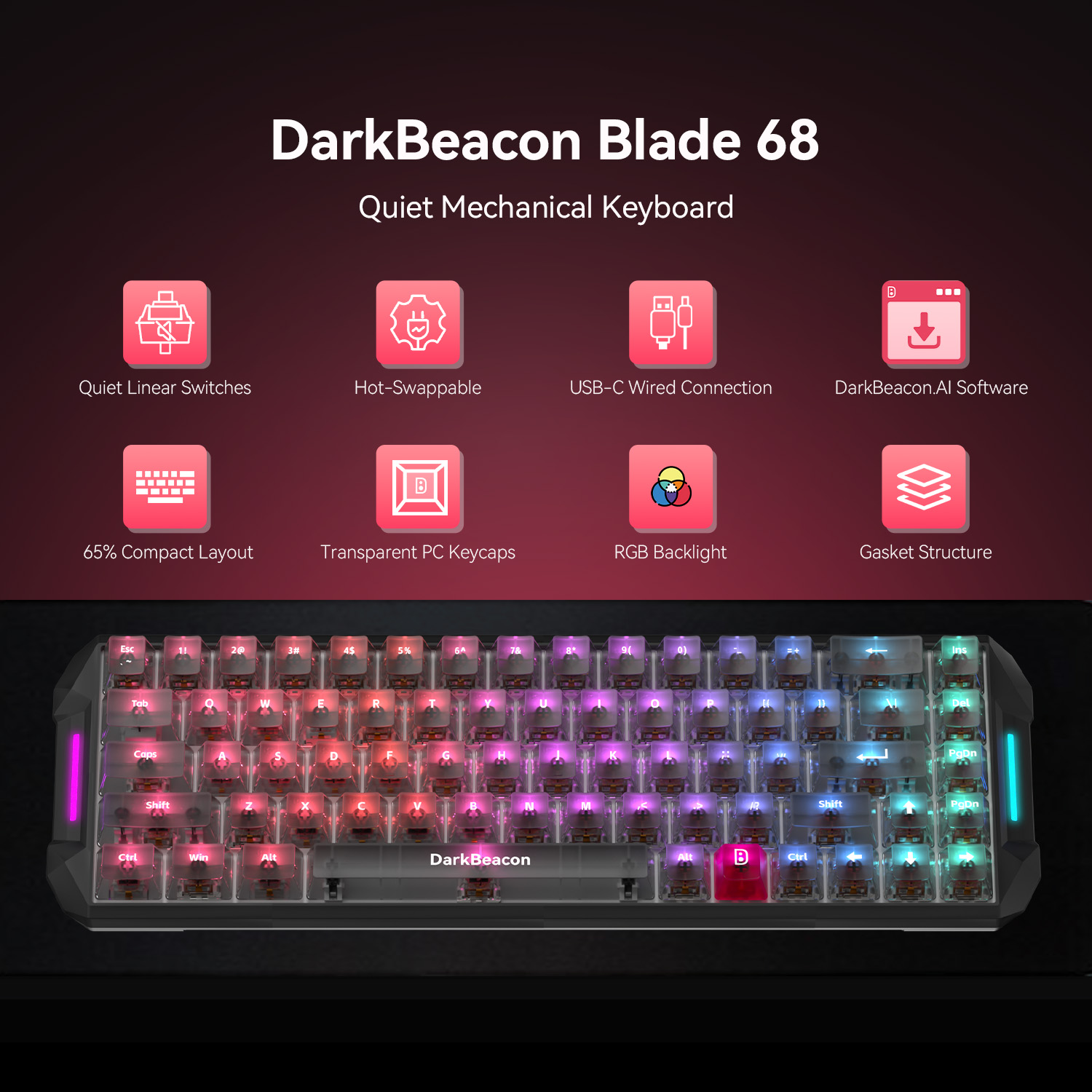 DarkBeacon Blade 68 Wired Sile - Pc Gaming Editing 评论和价格