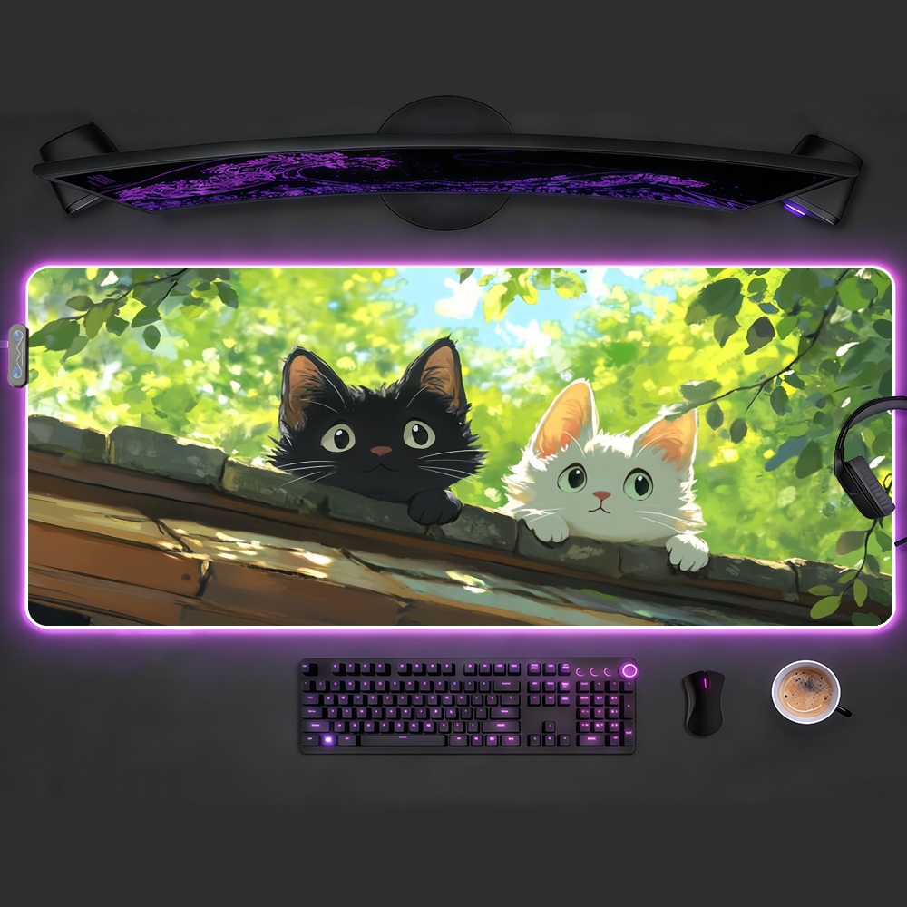 Cartoon Cute Cat Plant Mouse P - Rgb Keyboard Wrist Rest 评论和价格