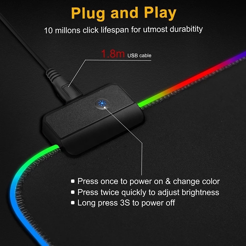 LED Light Mousepad RGB Keyboar - Rgb Keyboard Wrist Rest 评论和价格