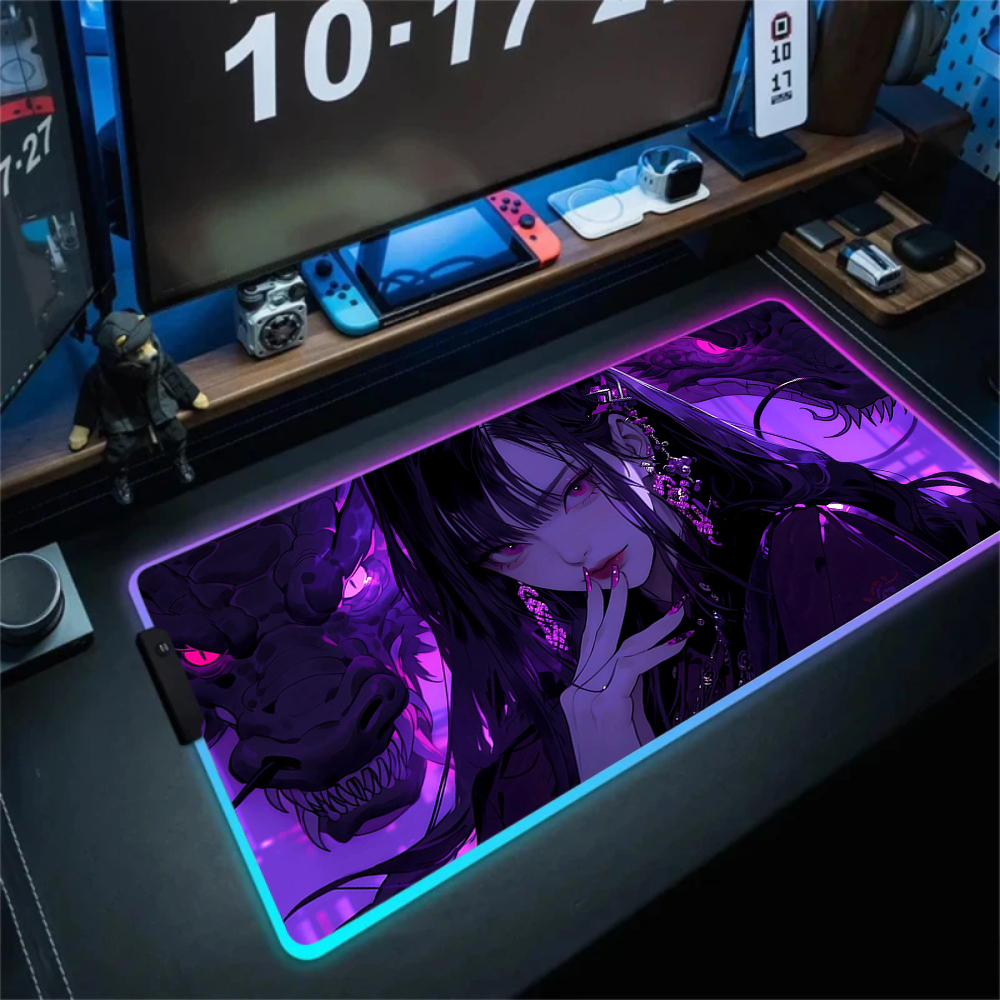 Anime Girl Mousepad Gaming Mou - Rgb Keyboard Wrist Rest 评论和价格