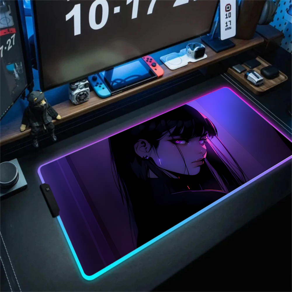 Anime Girl Mousepad Gaming Mou - Rgb Keyboard Wrist Rest 评论和价格