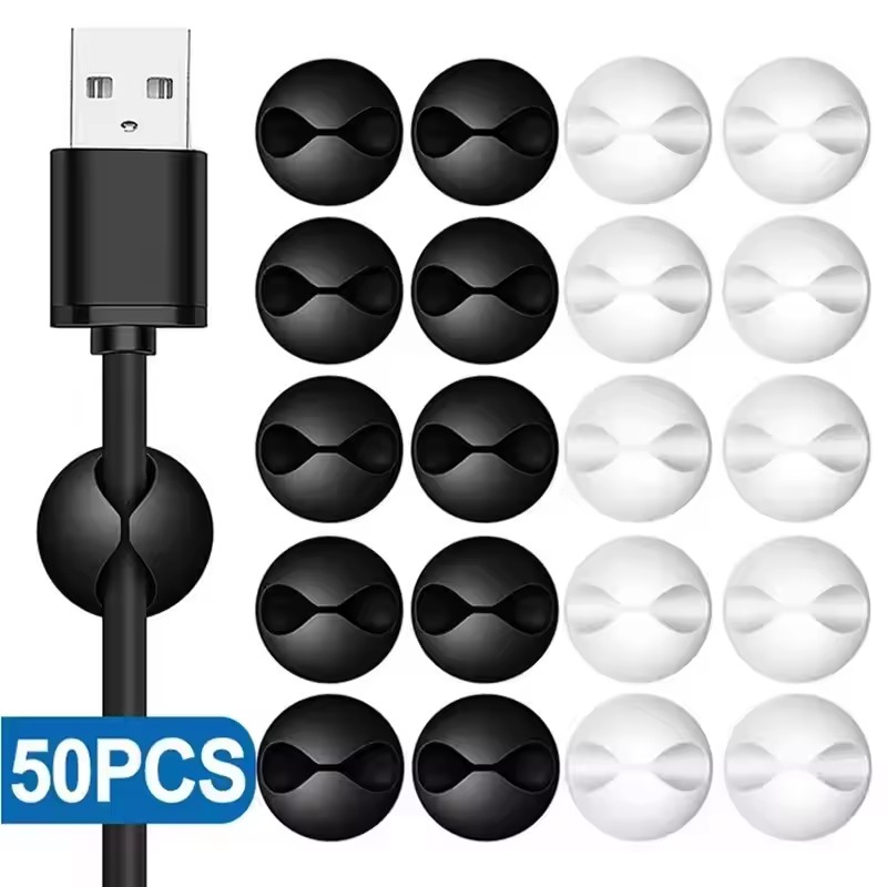 5/50Pcs Desktop Wall Cable Cli - Cable Management Sleeve 评论和价格